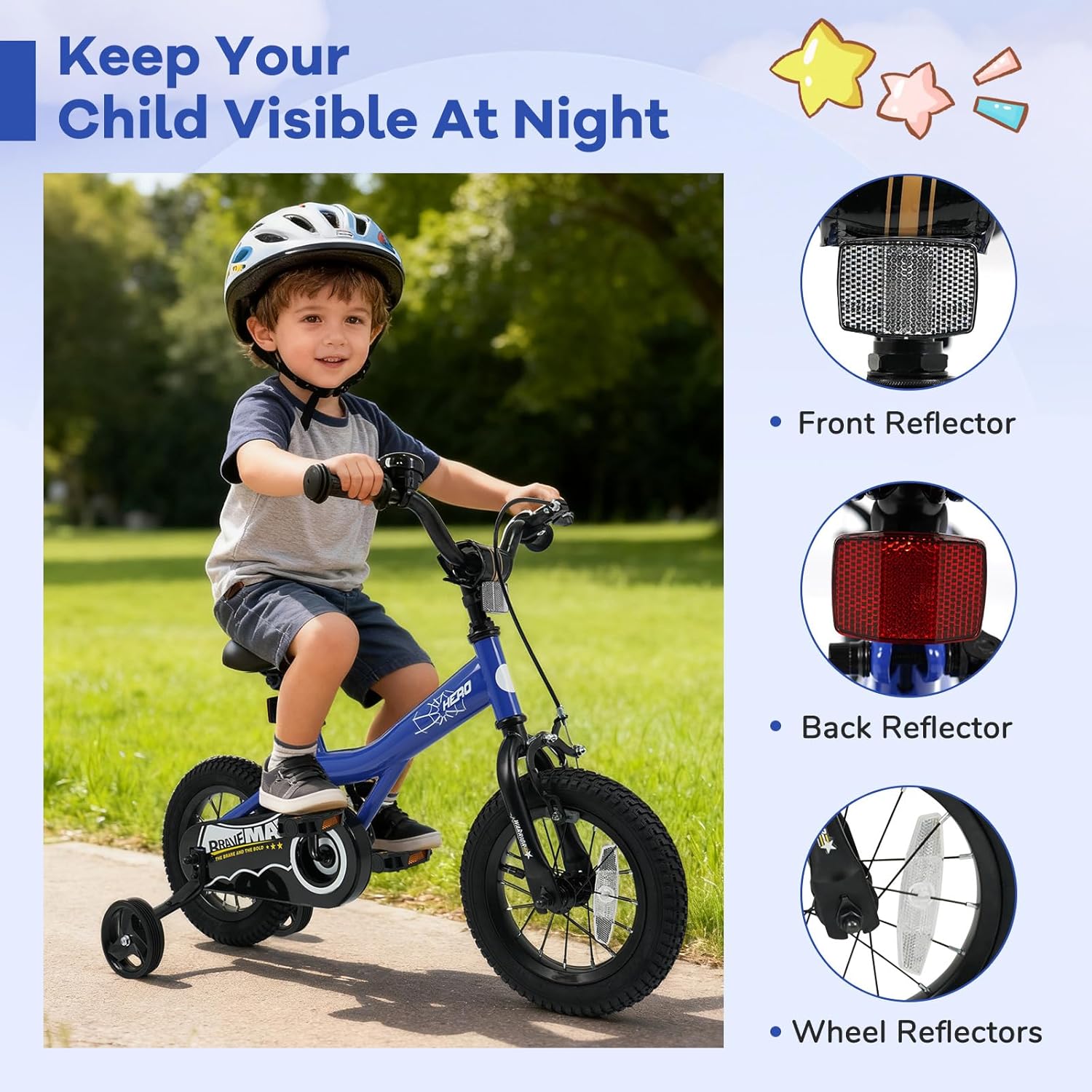 BABY JOY Kids Bike for 3-8 Years Old, 12/14/16/18-Inch Children Bicycle w/Training Wheels, Adjustable Seat, Handbrake & Coaster Brake, Reflectors and Bell, Boys Girls Bike