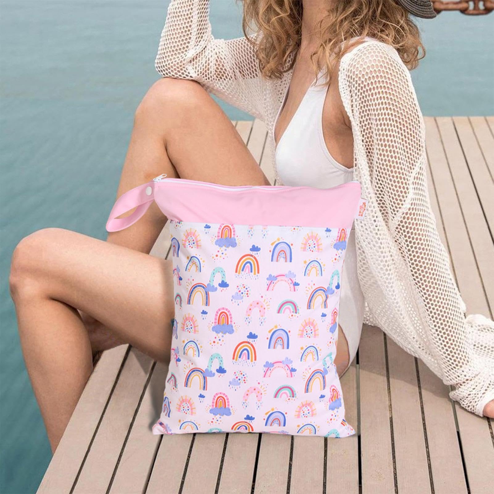 2 Borse Impermeabili Per Pannolini Riutilizzabili - Wet Bag Stile Anatra Per Asilo, Viaggi, Piscina - Foto 3
