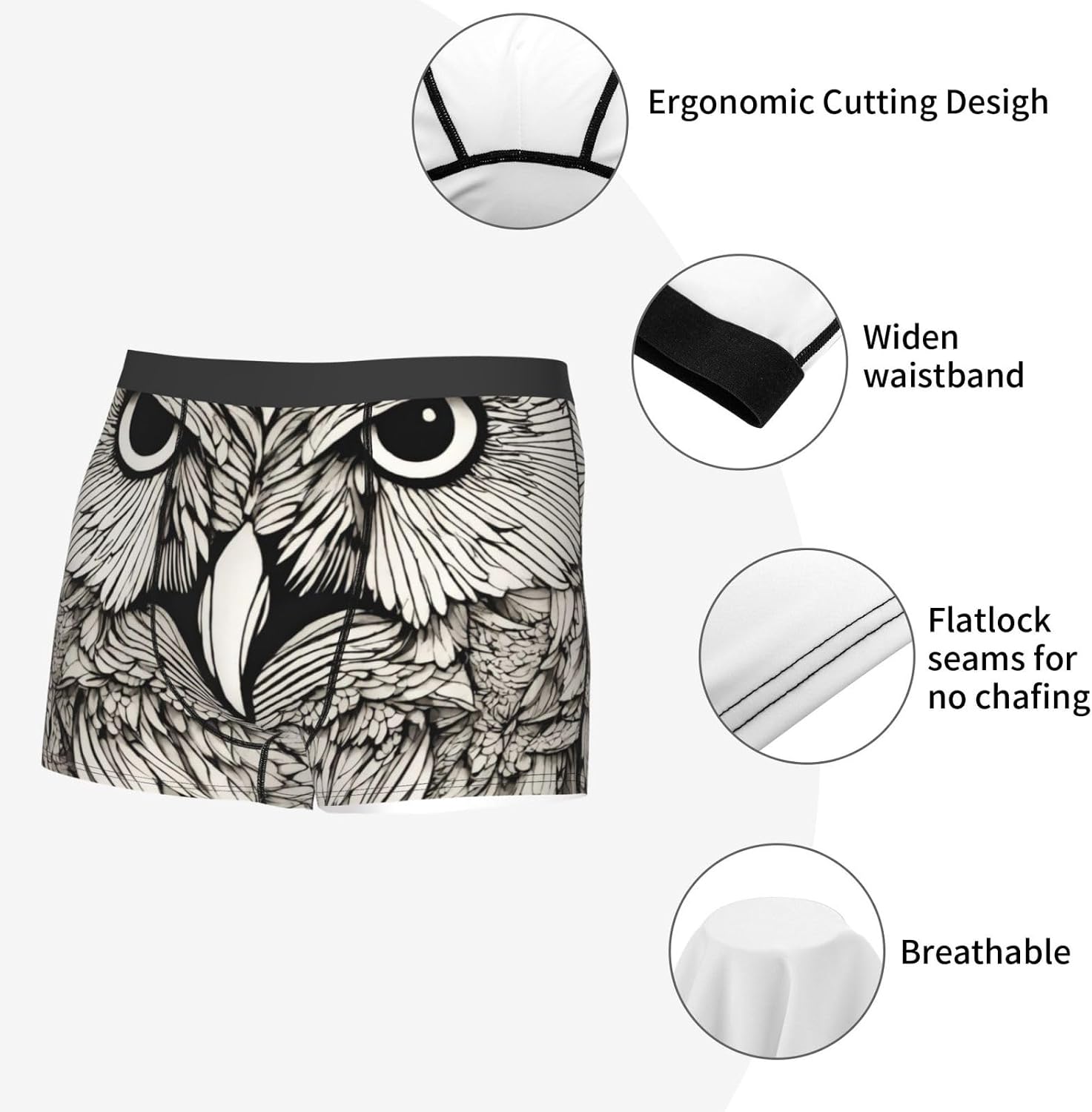 Owls Birds Print Boxers For Menâ€“full Print Mens Underwear Boxer Briefs,Comfortable Boxers For Men