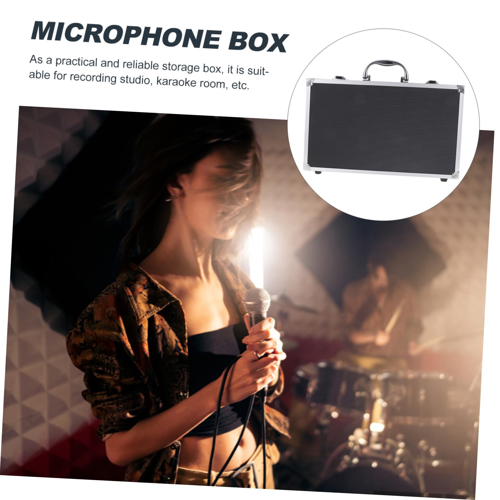 Abaodam Valigetta Microfono Wireless in Lega di Alluminio, Nera | Porta Due Microfoni, Struttura a Scomparti, Leggera e Portatile, per Registrazione e Sala Karaoke