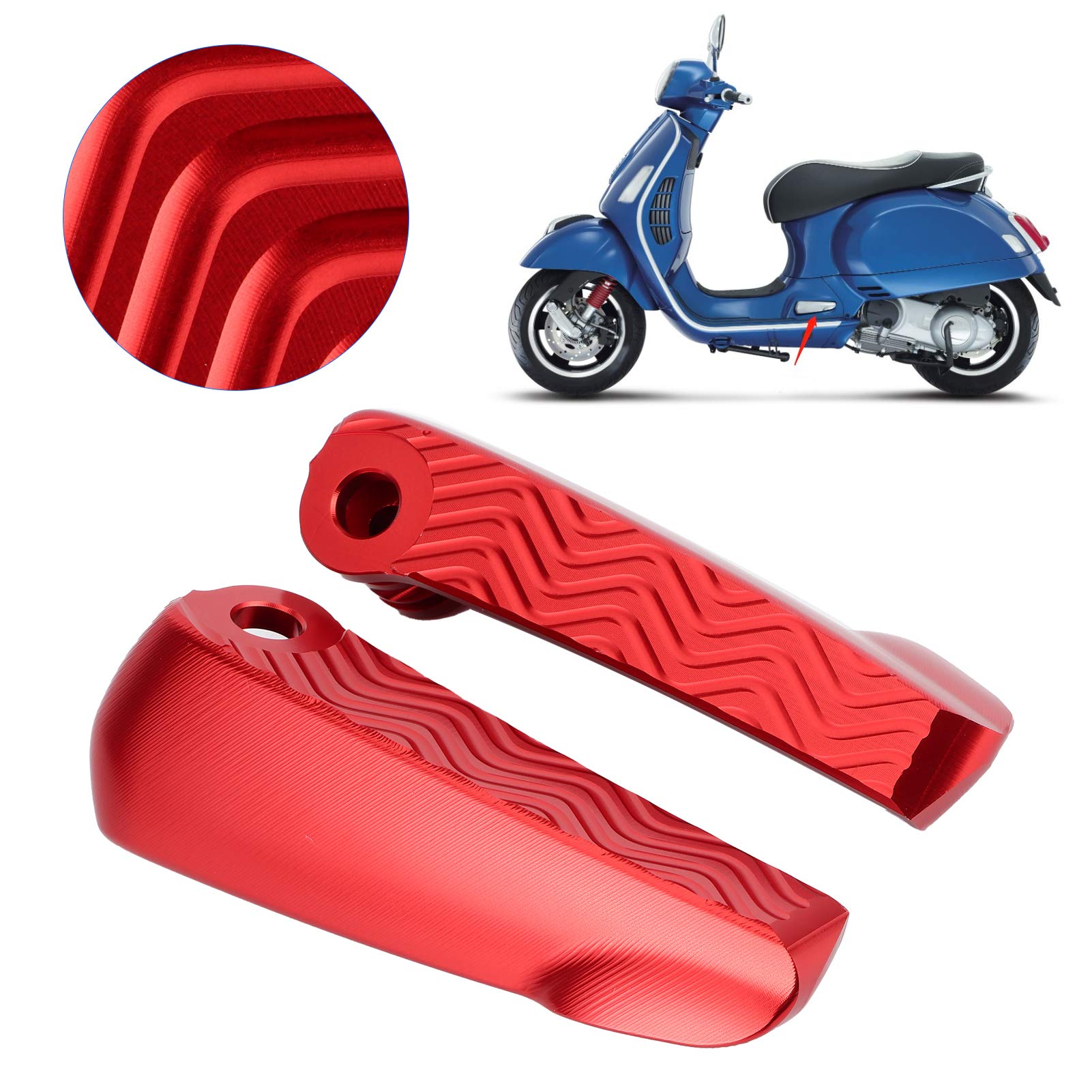 Akozon Par de estriberas traseras Pad de pedal Reposapiés plegable para motocicleta Apto para GT/GTS/GTV(rojo)