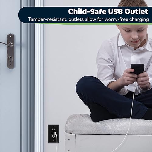 Miniatura 6 de TOPGREENER Cargador de salida de pared USB de 36 A actualizado enchufe de receptáculos dúplex de 15 A enchufe de alimentación de carga con puertos