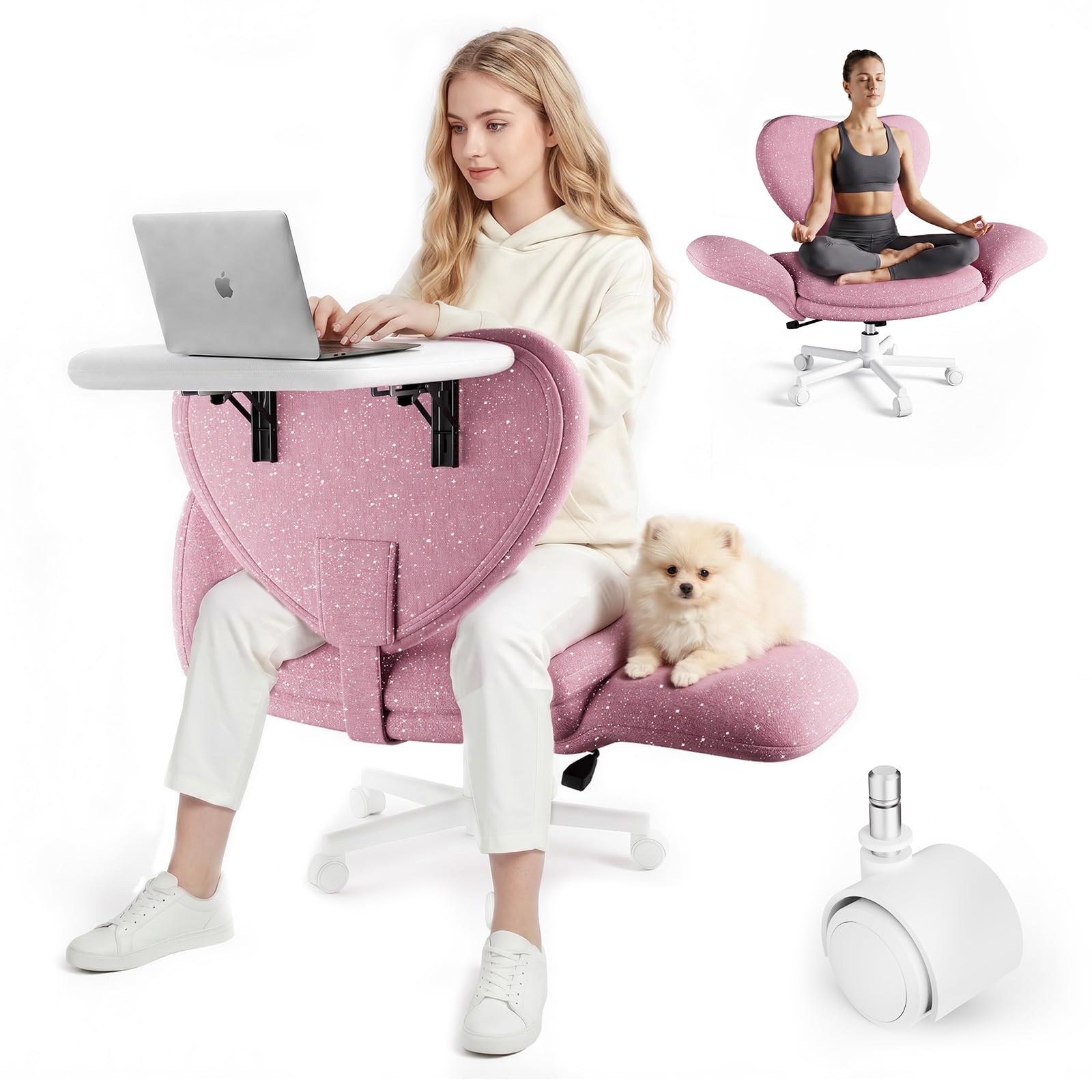 HOMRELEXA Office Chair with Foldable Laptop Tray & 5 Gear Flip-up Armrests