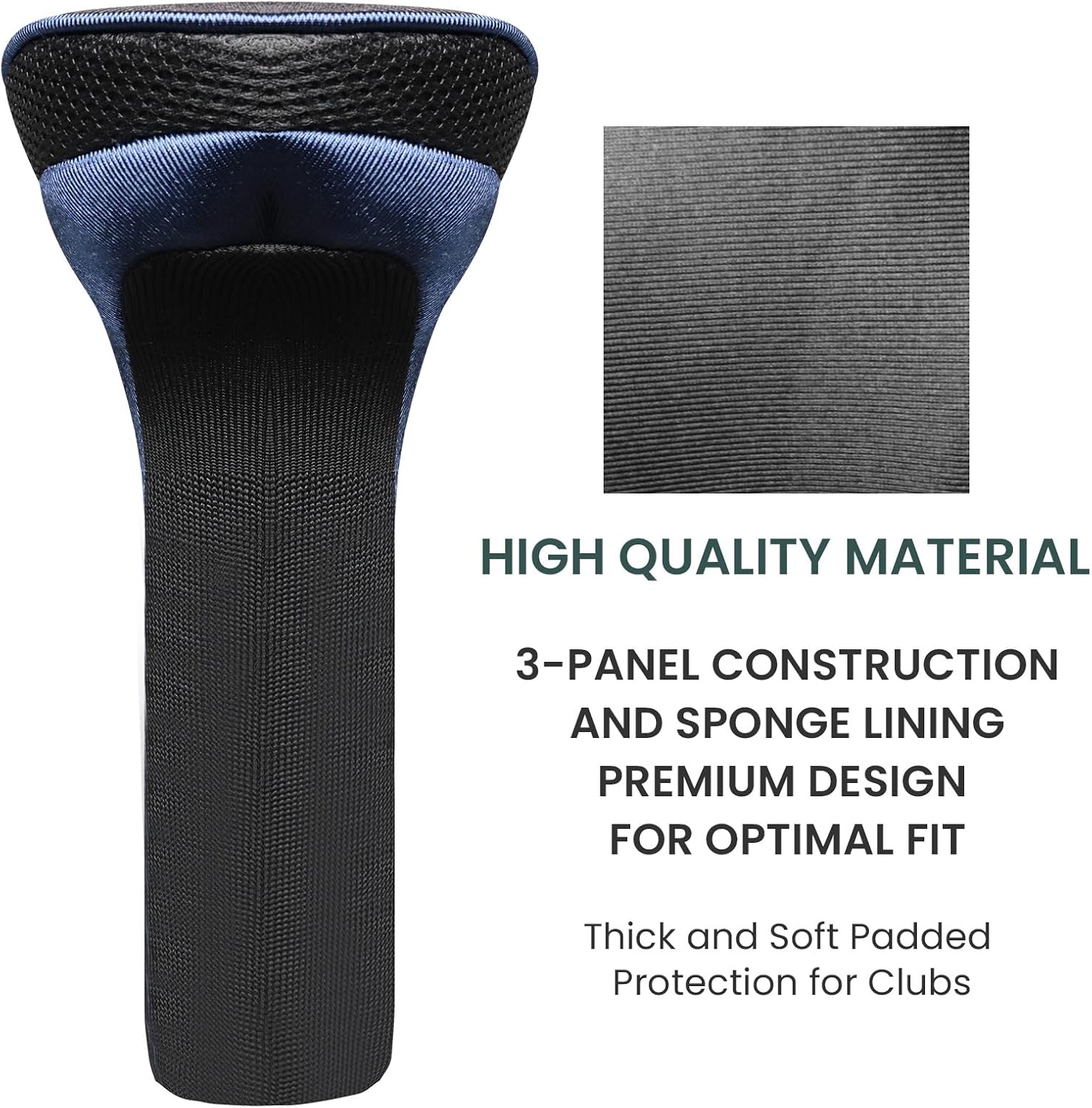 FINGER TEN Golf Club Head Covers for Woods Driver Fairway Hybrid Value 3/5 Pack, Long Headcover Interchangeable Accessories for Ultimate Club Protection