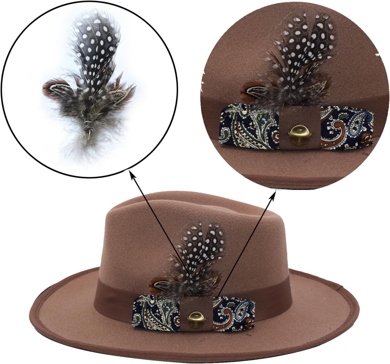 Classic Fedora Hats for Men Women Wide Brim Felt Hat Panama Dress Fedora Hat - Image 2