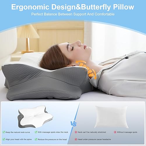Miniatura 6 de Almohadas de espuma viscoelástica, almohada ergonómica para aliviar el dolor de cuello, almohada de cama para dormir, almohada cervical cervical