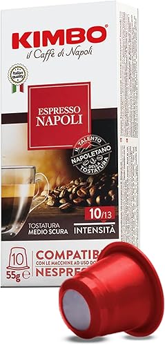Kimbo Capsule Napoli Compatibili Nespresso, Intensità 10/12,  Astucci da  Capsule per un Totale di 100 Capsule