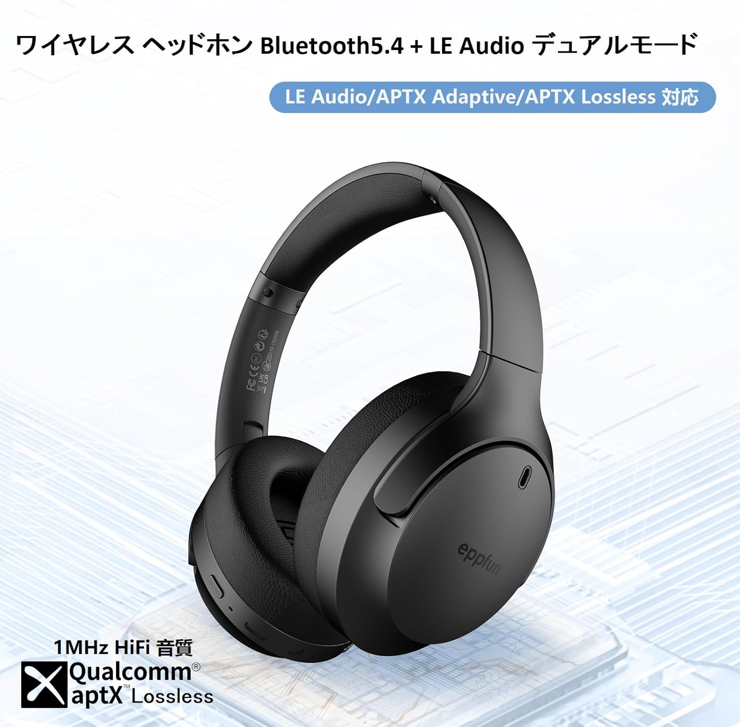 eppfun Cutemeet 818 Wireless Headphones with feature callouts