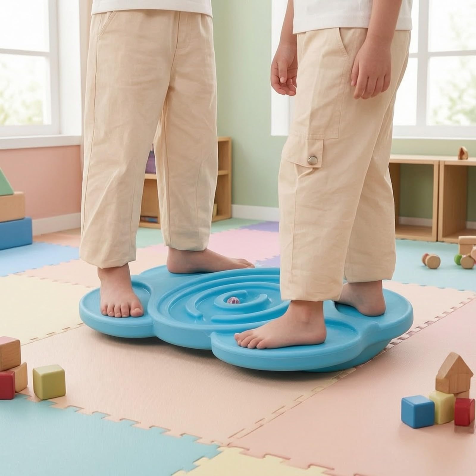 Tavola per Equilibrio Bambini Stimolante | Robusto, Pedana Equilibrio per Allenamento Sensoriale, Salvaspazio, Balance Board, Scuola Dell'infanzia, Camera dei Giochi, Giallo