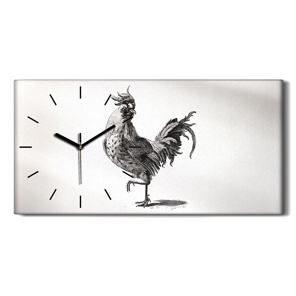 Horloge sur Toile 60x30cm Dessin Oiseau Poulet Décoration Salon