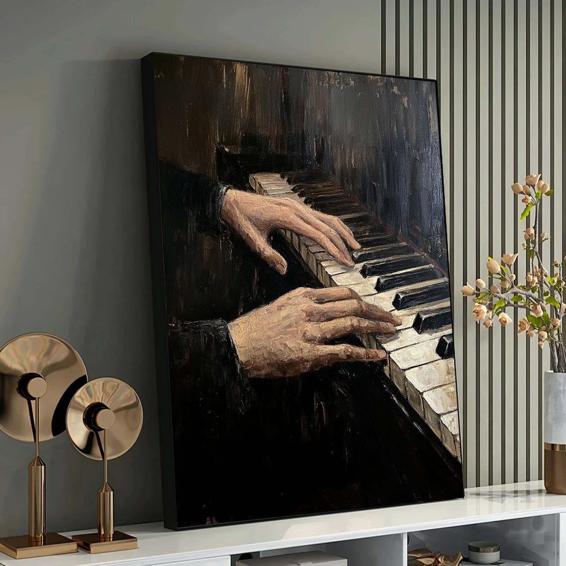 Tableau de piano classique avec cadre 50x75 cm de décoration murale