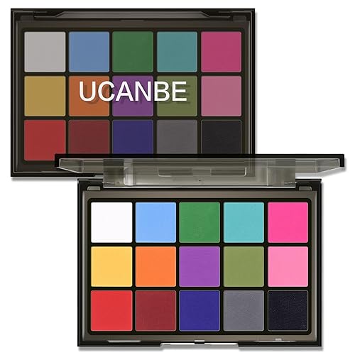 Vista 64 de UCANBE Smokey - Paleta de sombra de ojos negra, paleta de maquillaje metálica mate mate mate de 15 colores, kit de sombras de ojos gris plateado