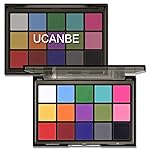 UCANBE Halloween Makeup Palette, 15 Colors Matte Black White Red Blue Green Purple Pink Eye Shadow, High Pigmented Blendable Bright & Dark Shade Pallet for Cosplay SFX Costume Stage Parties