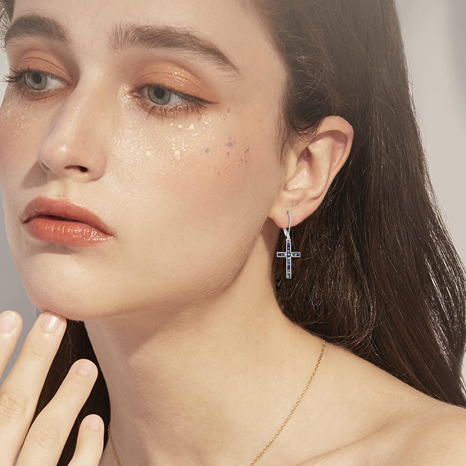 YFN Cross Earrings Sterling Silver Dangle Drop Leverback Cross Earrings Religion Jewelry Christians Gifts for Women Men - Image 5