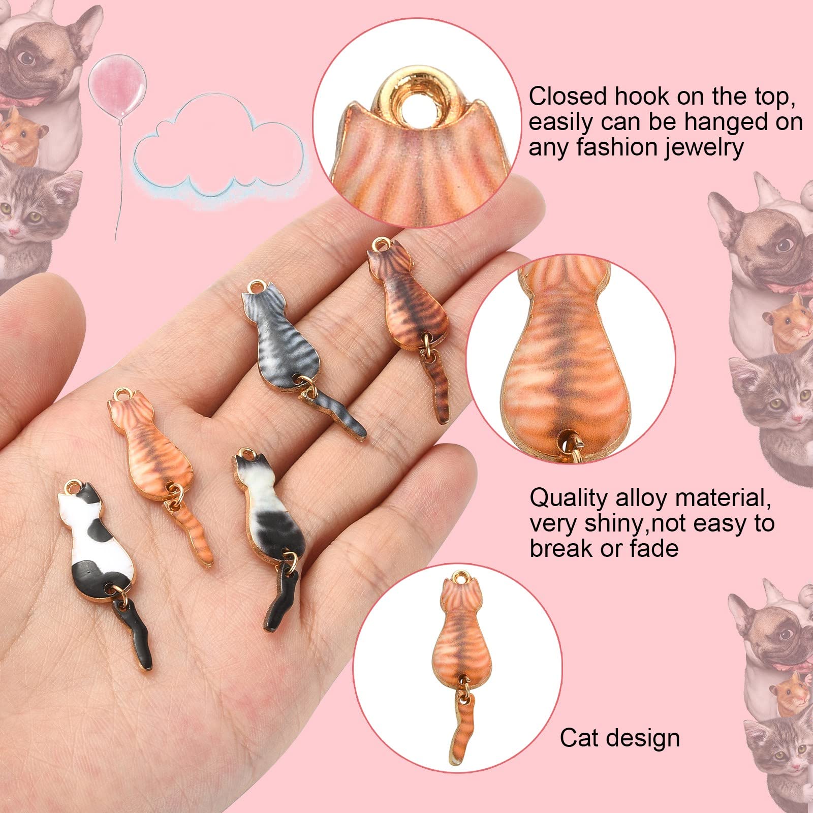 Set 10 Ciondoli Colorati TEAMER Collana Con Gatti Coccolosi Che Abbraccia Gatti Ciondolo In Acciaio Inossidabile Delicato Amante Dei Gatti Gioielli Per Donna Uomo (Argento Labubu Charm