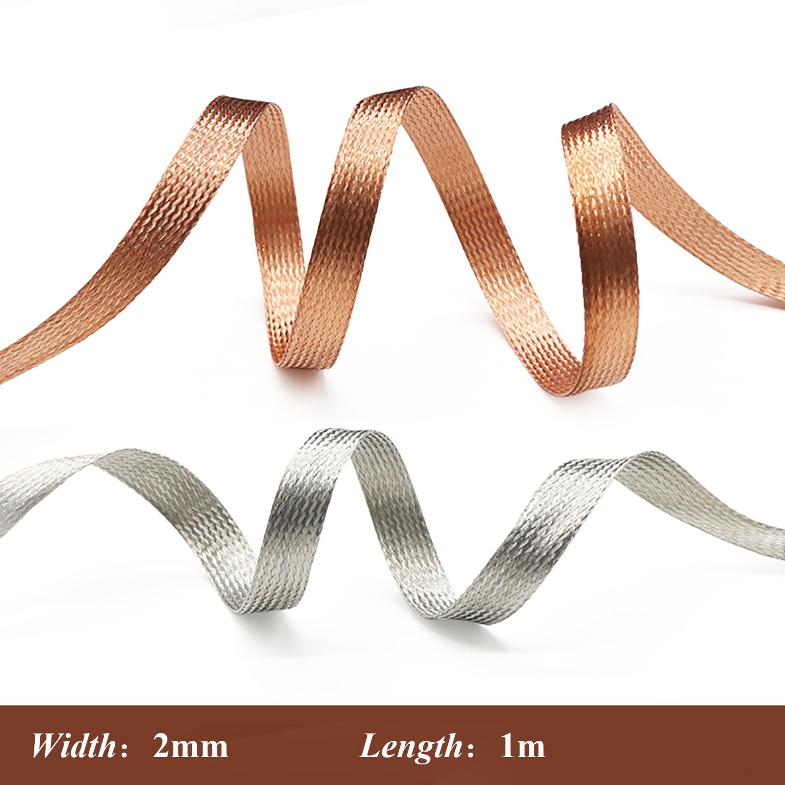 COYOUCO 2/4/6Mm Pure Copper Metal Braid Sleeving Flexible Shielding Wire Mesh Expandable Metal Sheath Screening Signal Wire,Pure Copper 2mm 1meter
