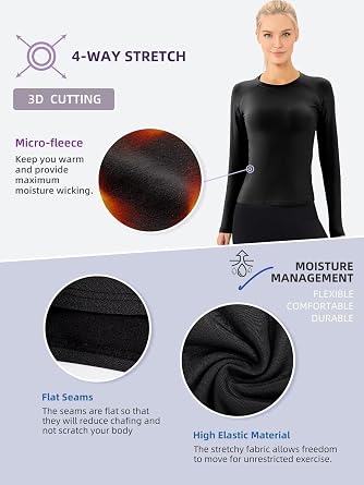 Women's Thermal Tops Athletic Base Layer Long Sleeve Undershirt