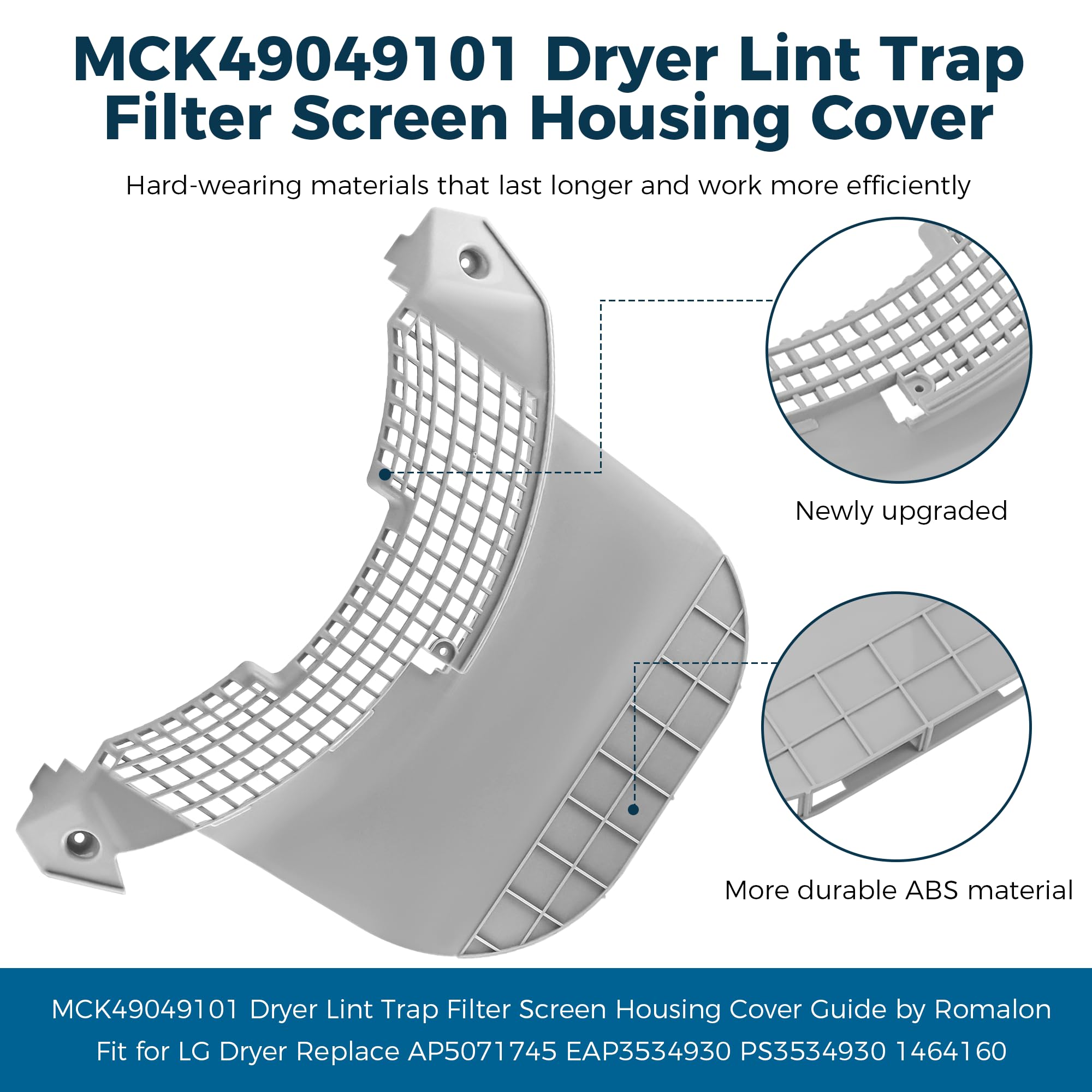 ADQ56656401 Dryer Lint Filter Upgraded Stainless Steel Mesh Mck49049101 Lint Trap Cover Housing Lg Adq566564 Ken More Elite Dryer Lint Screen Replace