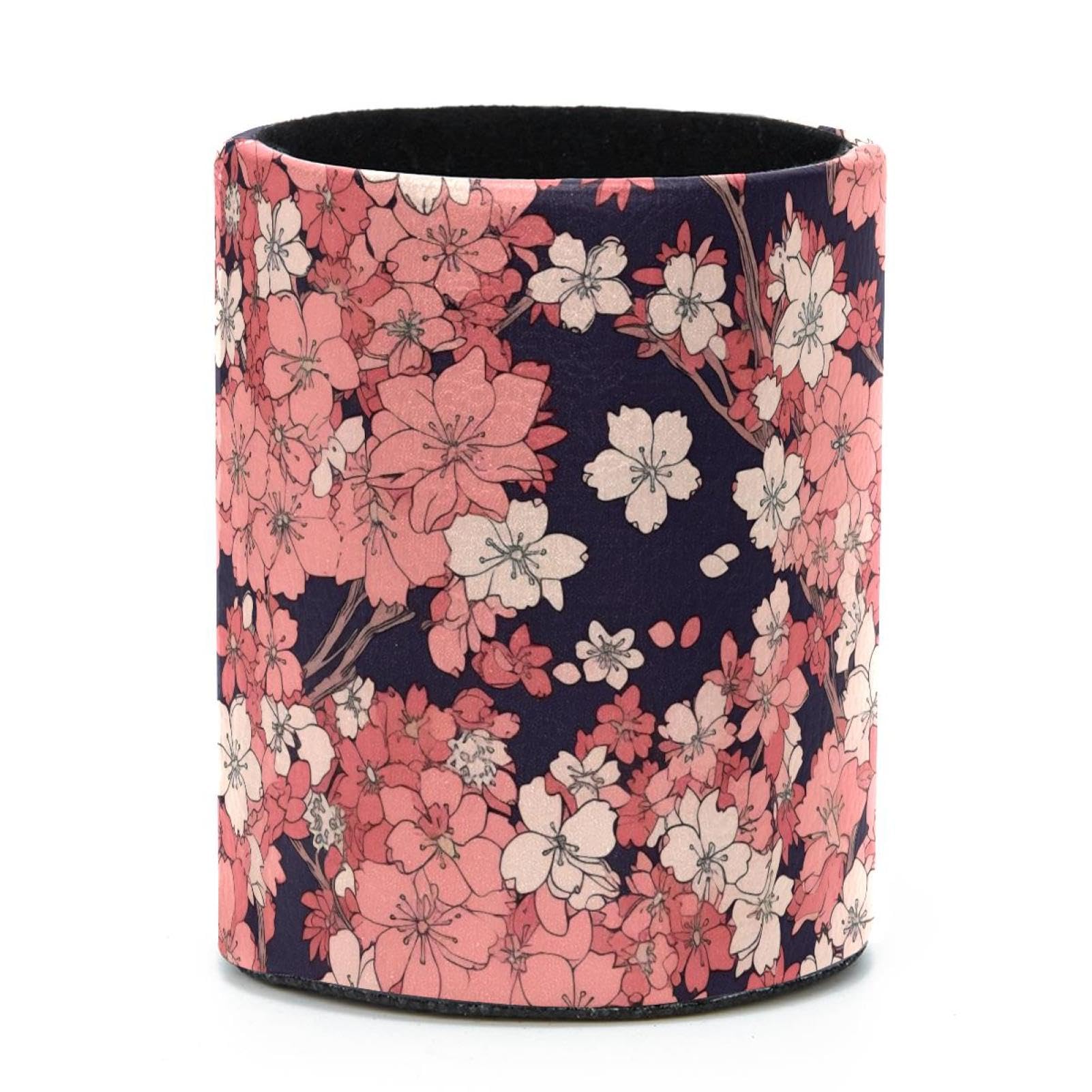 VAPOKF Round Pencil Holders for Desk, Cherry Blossom Pen Holders Pen Pot Makeup Brushes Storage Desktop Stationery Supplies Organiser for Home Office
