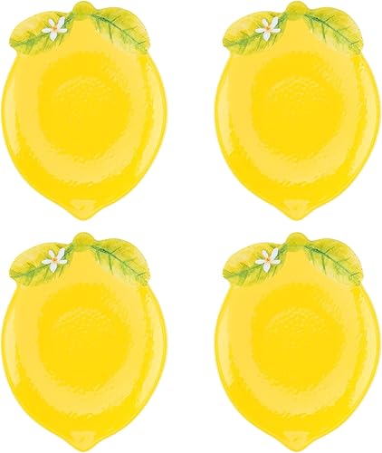 UP UPware - Platos de postre de melamina en forma de limón, platos de aperitivo de 5 pulgadas, platos pequeños para servir, platos de fiesta para