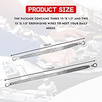 Vista 2 de 5 correas universales de tierra automotriz, 2 piezas de 13 pulgadas x 1/2 pulgadas y 3 cables de tierra de cobre de 10 pulgadas x 1/2 pulgadas