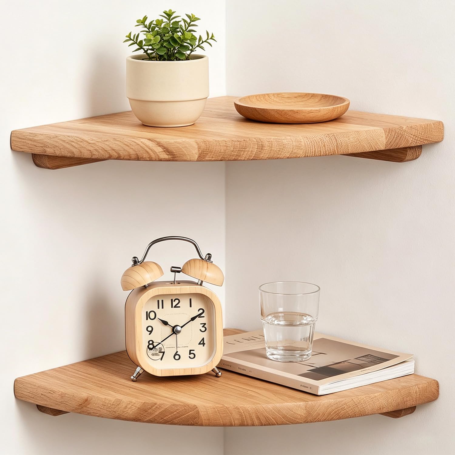 Corner Floating Shelves Set of 2, 10 Inch Solid Wood