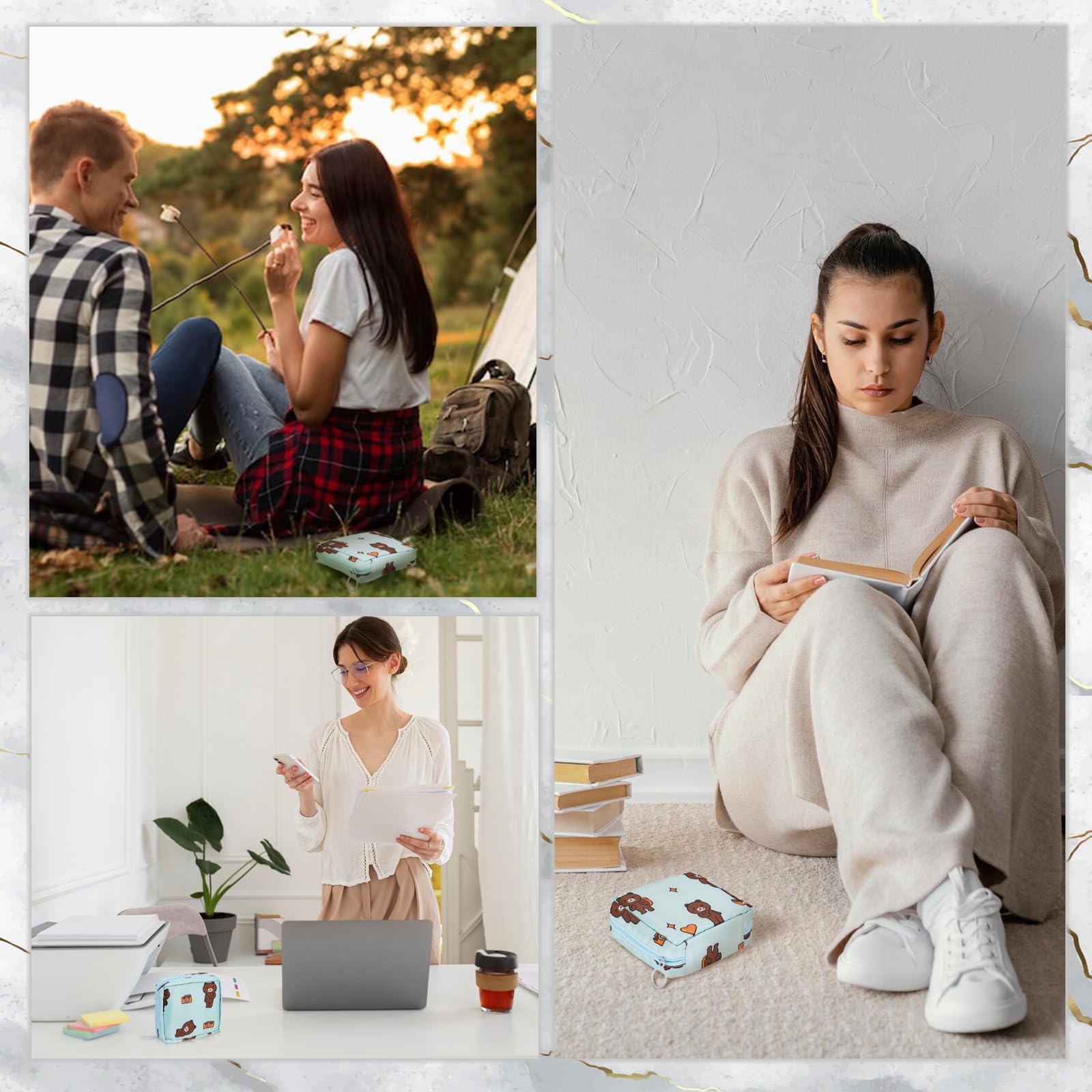 Abeillo 4 x Damenbinden-Aufbewahrungstaschen, Mini-Menstruationstasche, Periodenbeutel, wasserdicht, Tampon-Organizer, Tasche, Tampon-Pad-Halter für Geldbörse, erste Periode für Teenager, Mädchen,