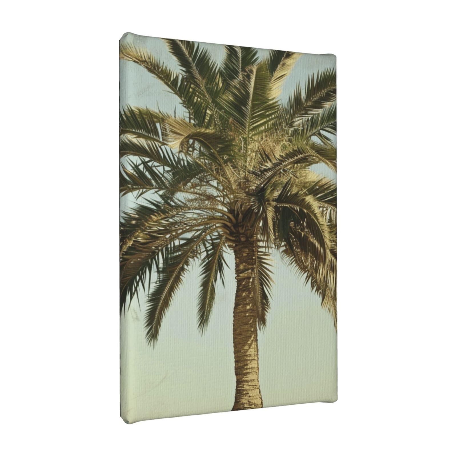 YKLJG Palm Tree Tropical Printed Wall Art Canvas Painting 20x30 CM Wooden Framed Picture Painting Artwork Prints for Bedroom Kitchen Home Office Decor