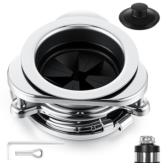 Saillong Garbage Disposal Flange, 3 Bolt Mount Stainless Steel Kitchen Sink Flange Kit with Stopper for 3 1/2 Inch Standard Sink Drain Hole, Compatible with InSinkErator Models Garbage Disposal