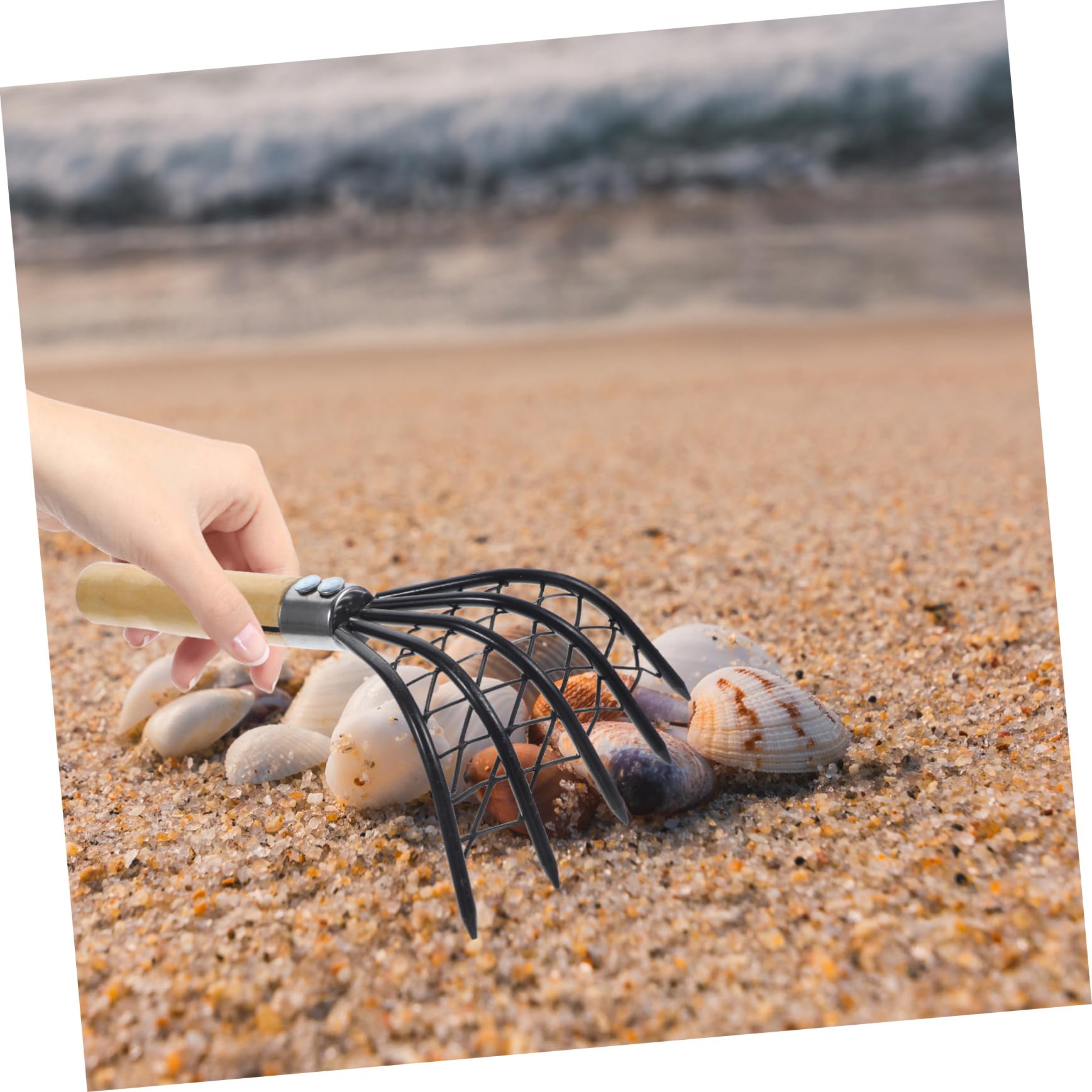 Abaodam Strumento per Vongole e Telline in Metallo Inossidabile con Rete, Attrezzo di Scavo per Pesca, Resistente e Robusto