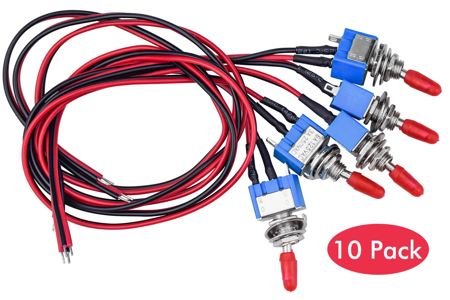 Buy 10 PCS Professional Mini Toggle Switch with PreWired, On Off