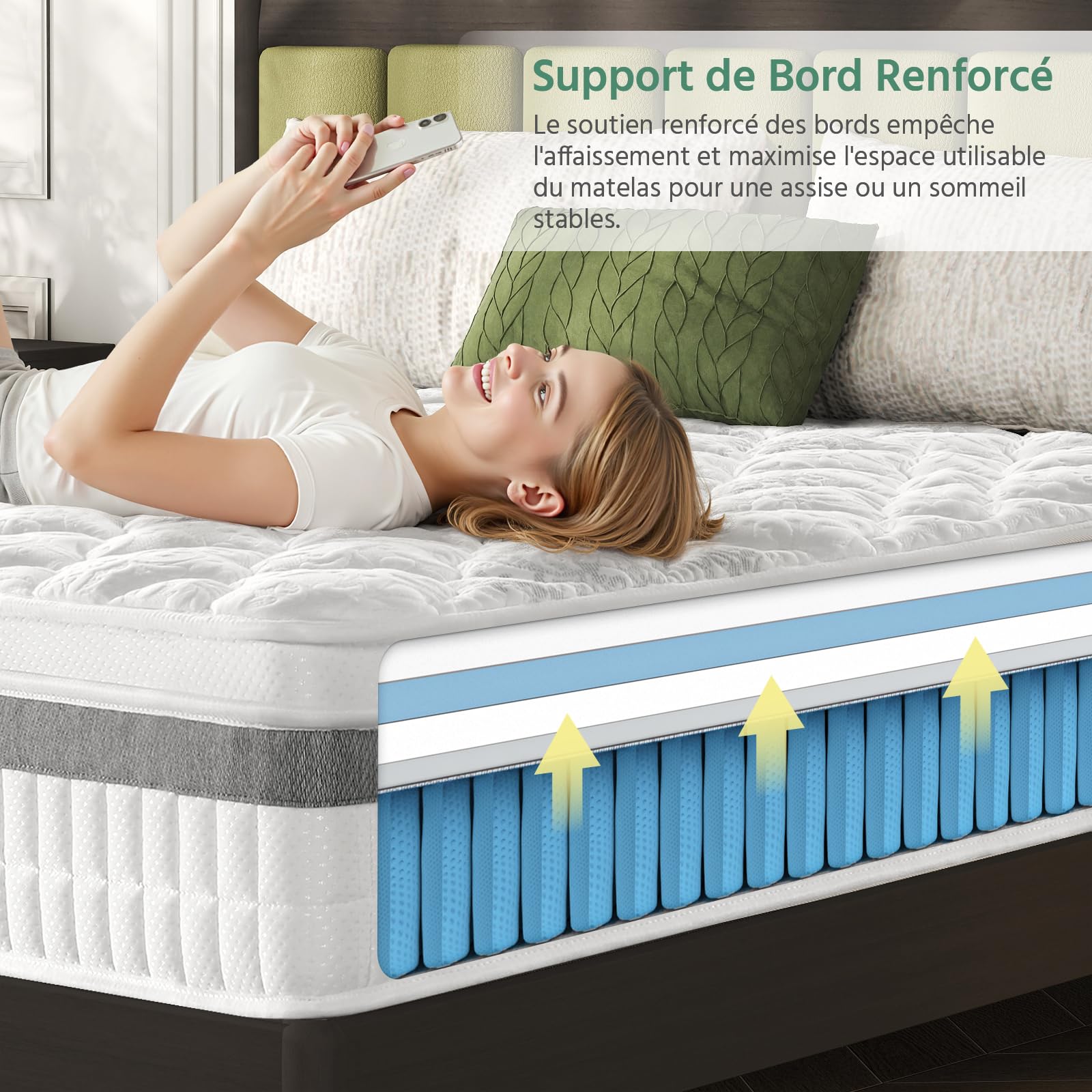 SZsuilong Matelas 140x190, Épaisseur 28 cm Fermeté Moyenne Matelas Hybride avec Memoire de Forme et Ressorts Ensachés Indépendants, Haute Densité 7 Zones Respirant Durable, CertiPUR-US et Oeko-Tex