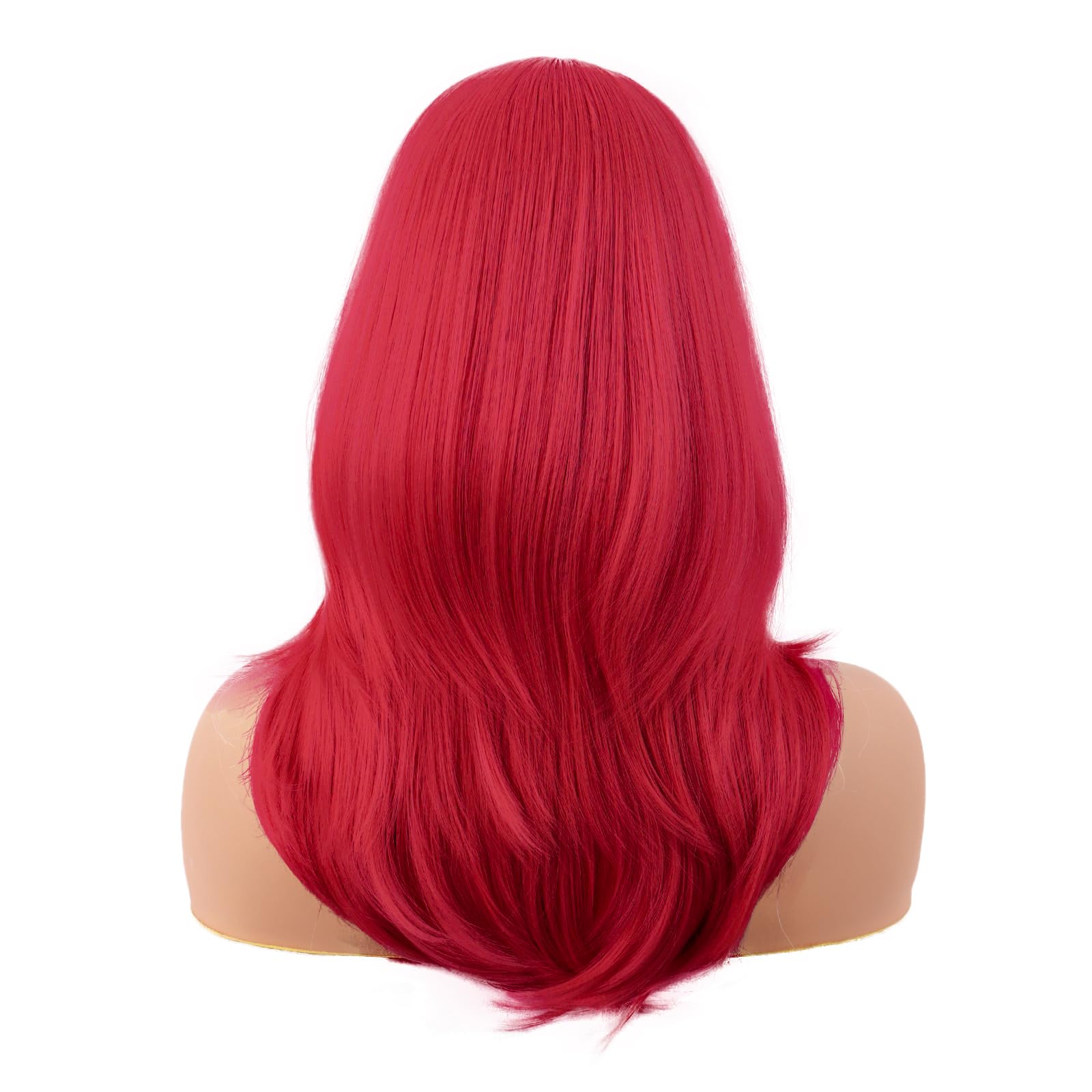 MapofBeauty 20 Inch/50 cm Long Layered With Bangs Straight Synthetic fiber Shoulder Length Hair for Daily Use or Party Wig (bright Red) - Image 4