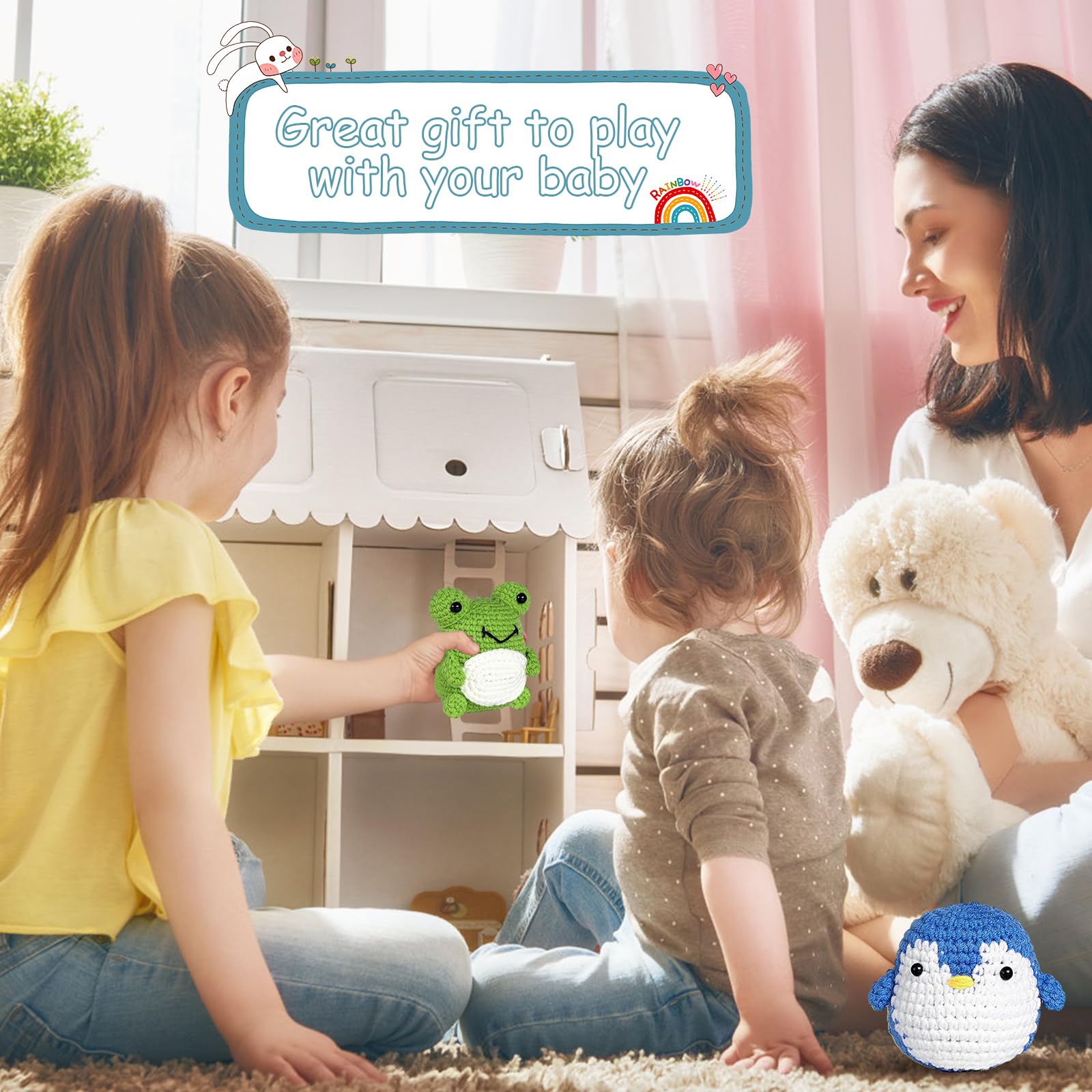 Kit De Ganchillo Para Principiantes - Incluye Hilo, Agujas, Ojos Y Relleno Para Hacer 3 Animales (búho, Pingüino, Rana) | Manual Con Instrucciones Paso A Paso
