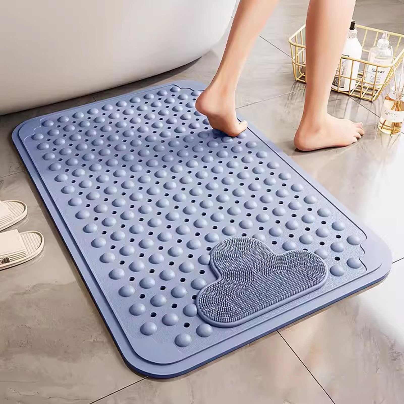 Tappetino doccia antiscivolo per uso interno, tappetino doccia in gomma con ventose, tappetino da bagno antiscivolo, tappetino da bagno antiscivolo, 70 x 40 cm
