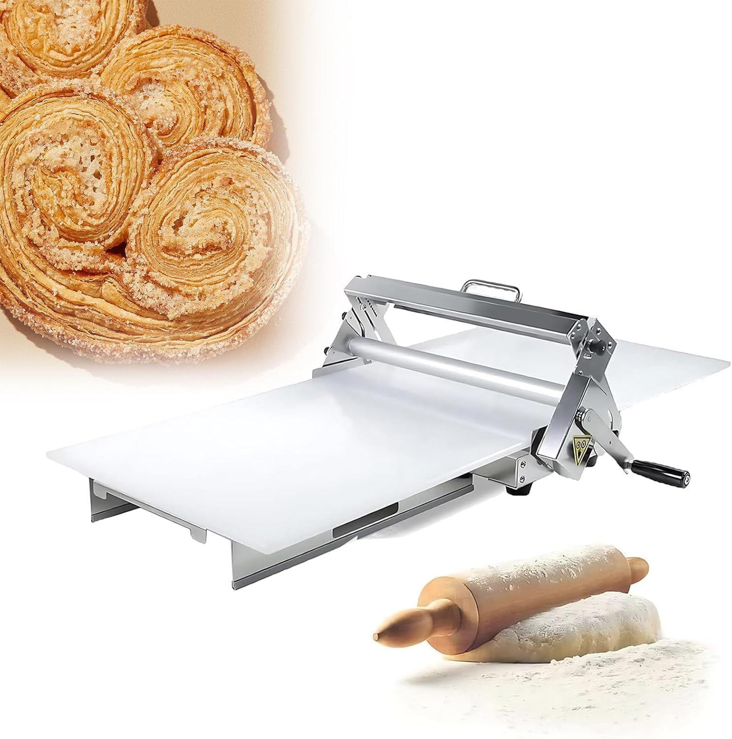 Folding Dough Sheeter, Manual Dough Rolling Machine for Home, Stainless Steel Dough Machine for Baking and Cooking