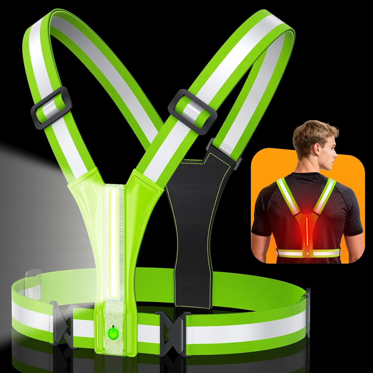 Bike Lights [8+7 Modes] + Cuvccn LED Reflective Vest Super Bright Lighting