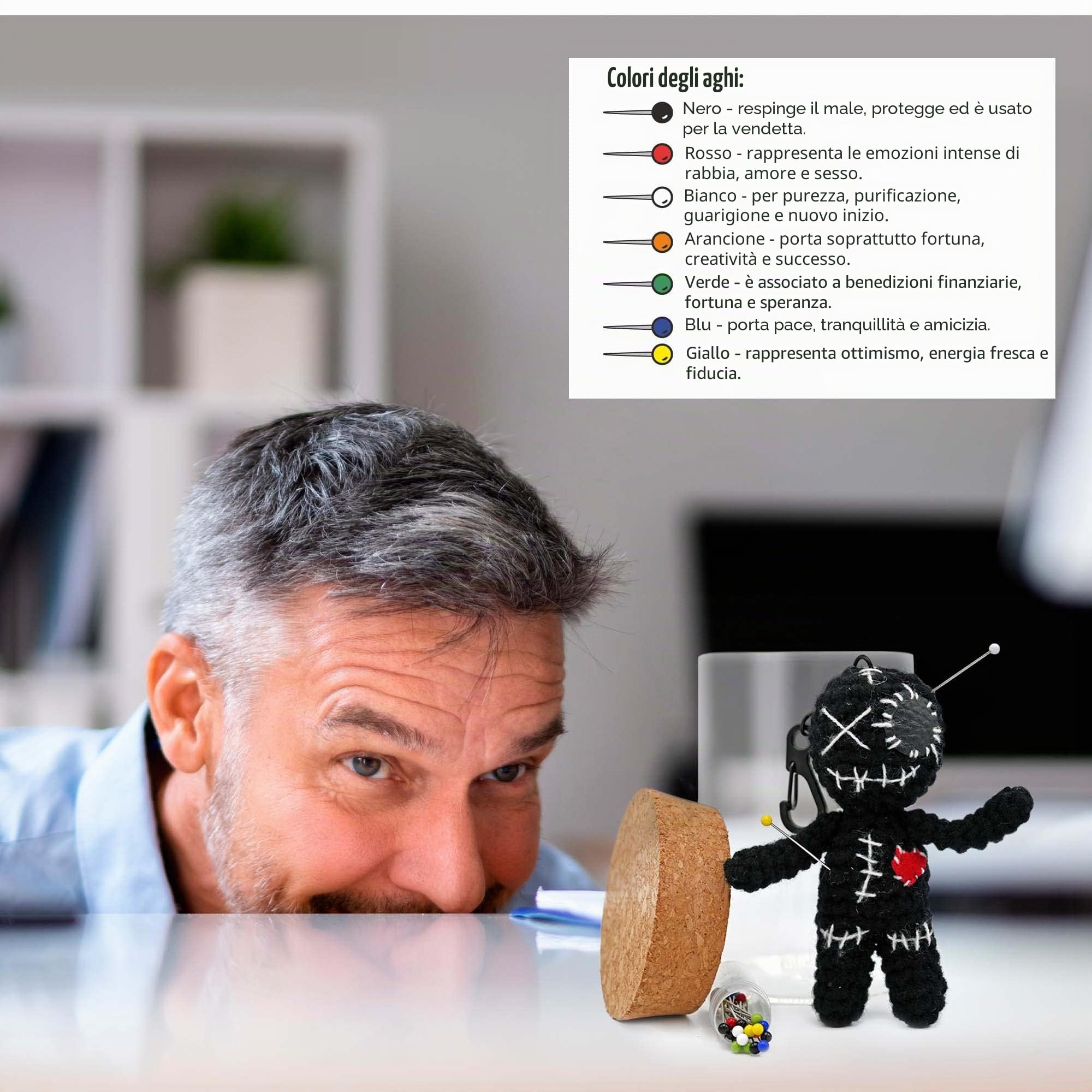 Bambolina Voodoo in Barattolo 10cm Fatta a Mano Nero Regalo Divertente