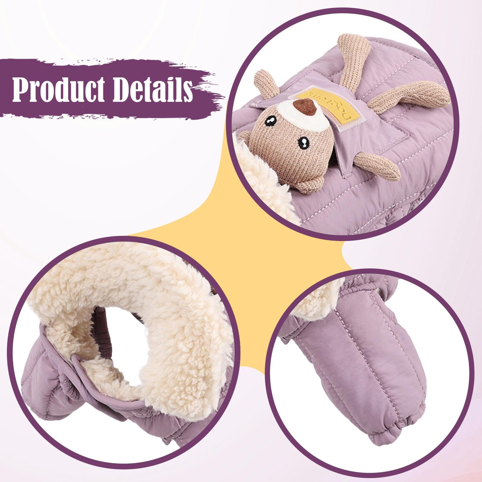 Chaqueta de Invierno para Perro Abrigo Acolchado a Prueba de Viento Traje para Nieve con Puños Elásticos Removible Adecuado para Paseos, Pink M