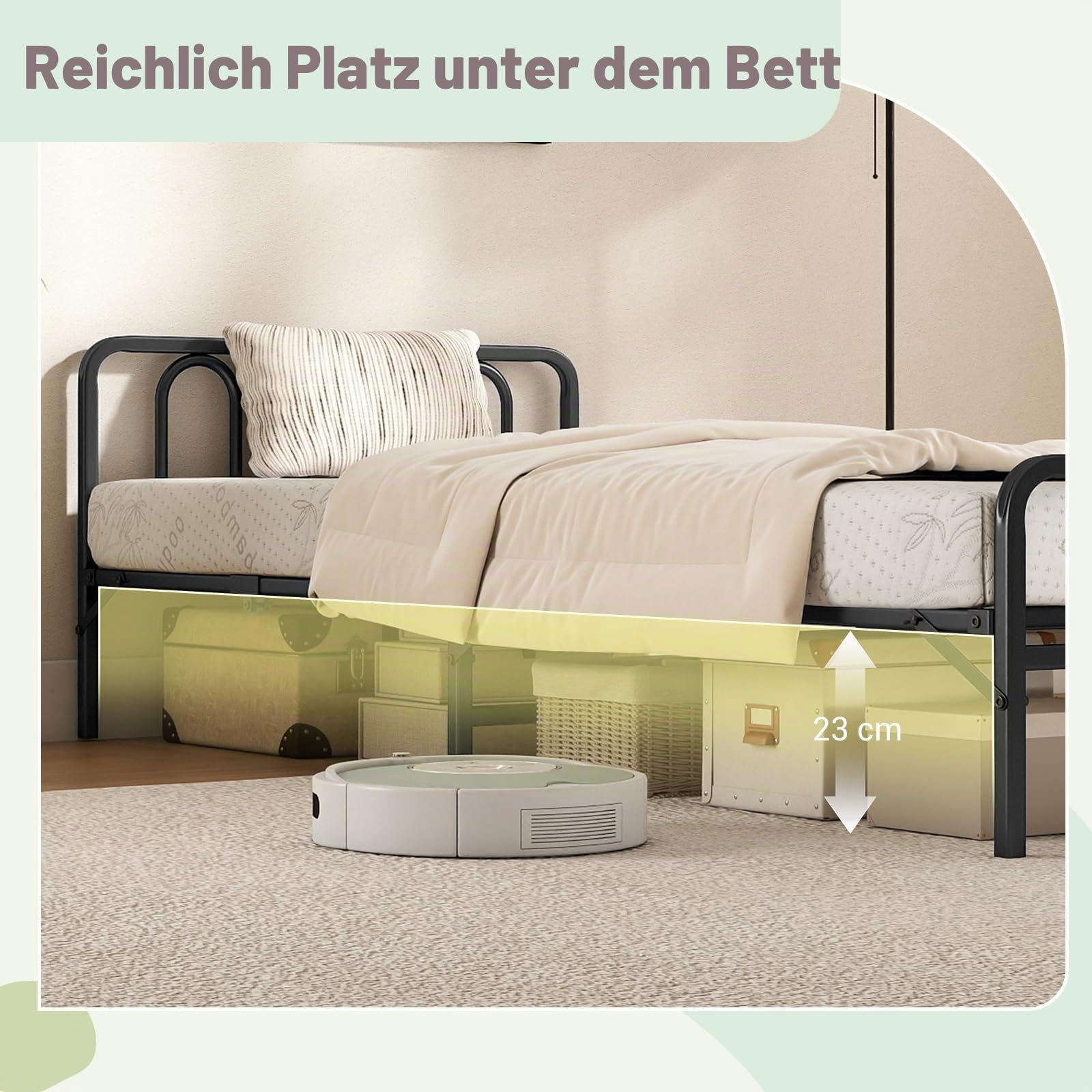 LIFEZEAL 204 x 91 cm Klappbett, Einzelbett mit Matratze, Bettrahmen mit Kopf- und Fußteil, Platzsparendes Gästebett Bett für Gästezimmer und Residenzen