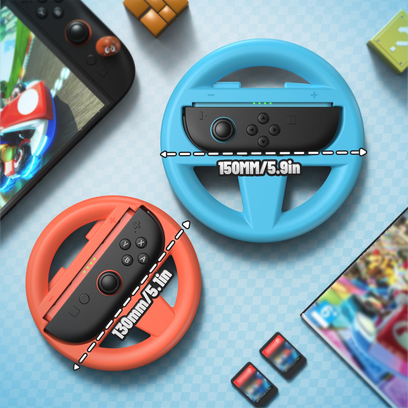 Kinwin 4 Pack Lenkräder für Nintendo Switch 2 (2025) Joypad, Racing Wheel Controller für Mario Kart World & 8 Deluxe, Ergonomisches Design für Joycon 2 Zubehör