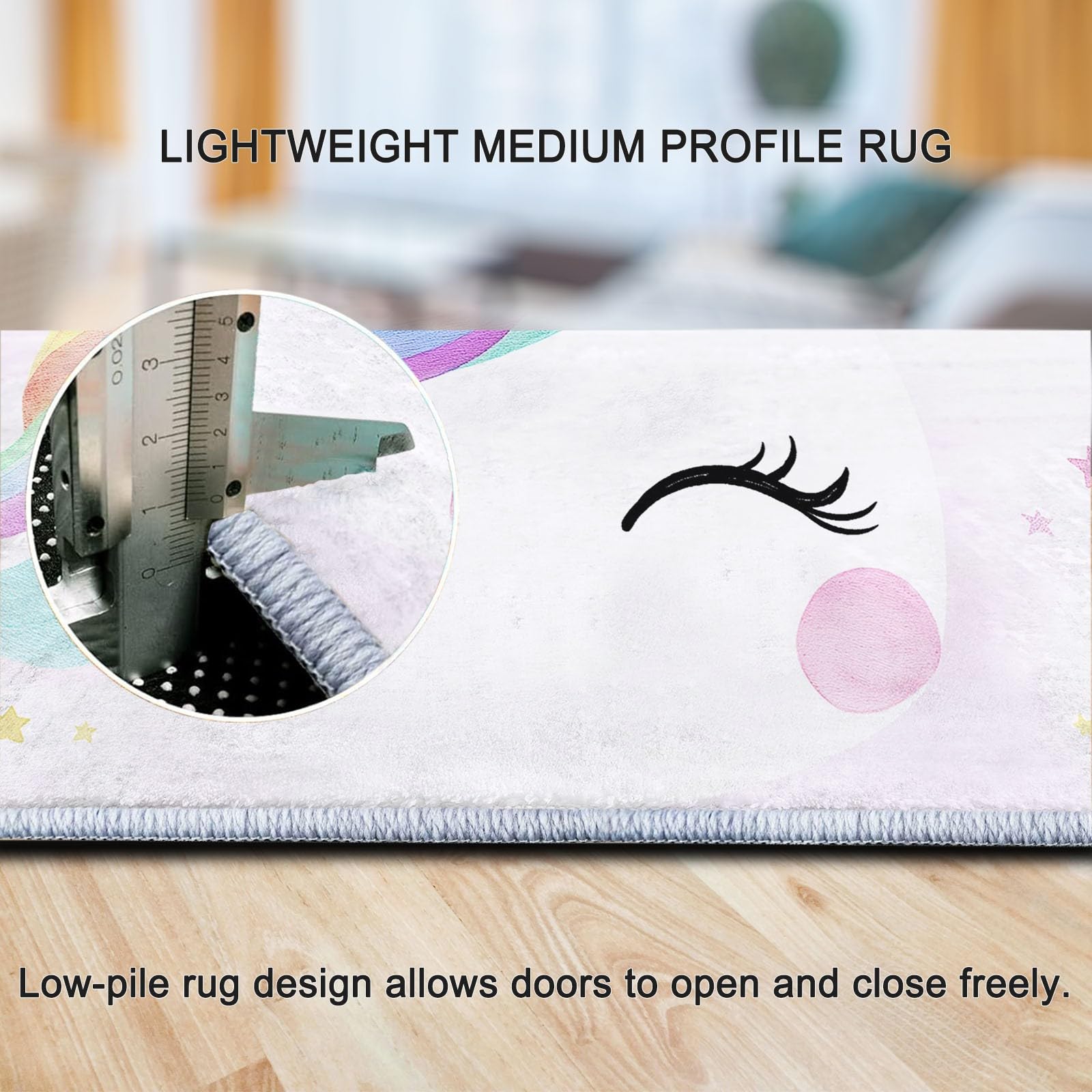 Stile Cartone Animato Tappeto Camera Da Letto 140 x 200 cm Unicorno Tappeto Salotto Antiscivolo Per Soggiorno Camera Da Letto Cameretta, Moderno Tappeto Lavabile In Lavatrice