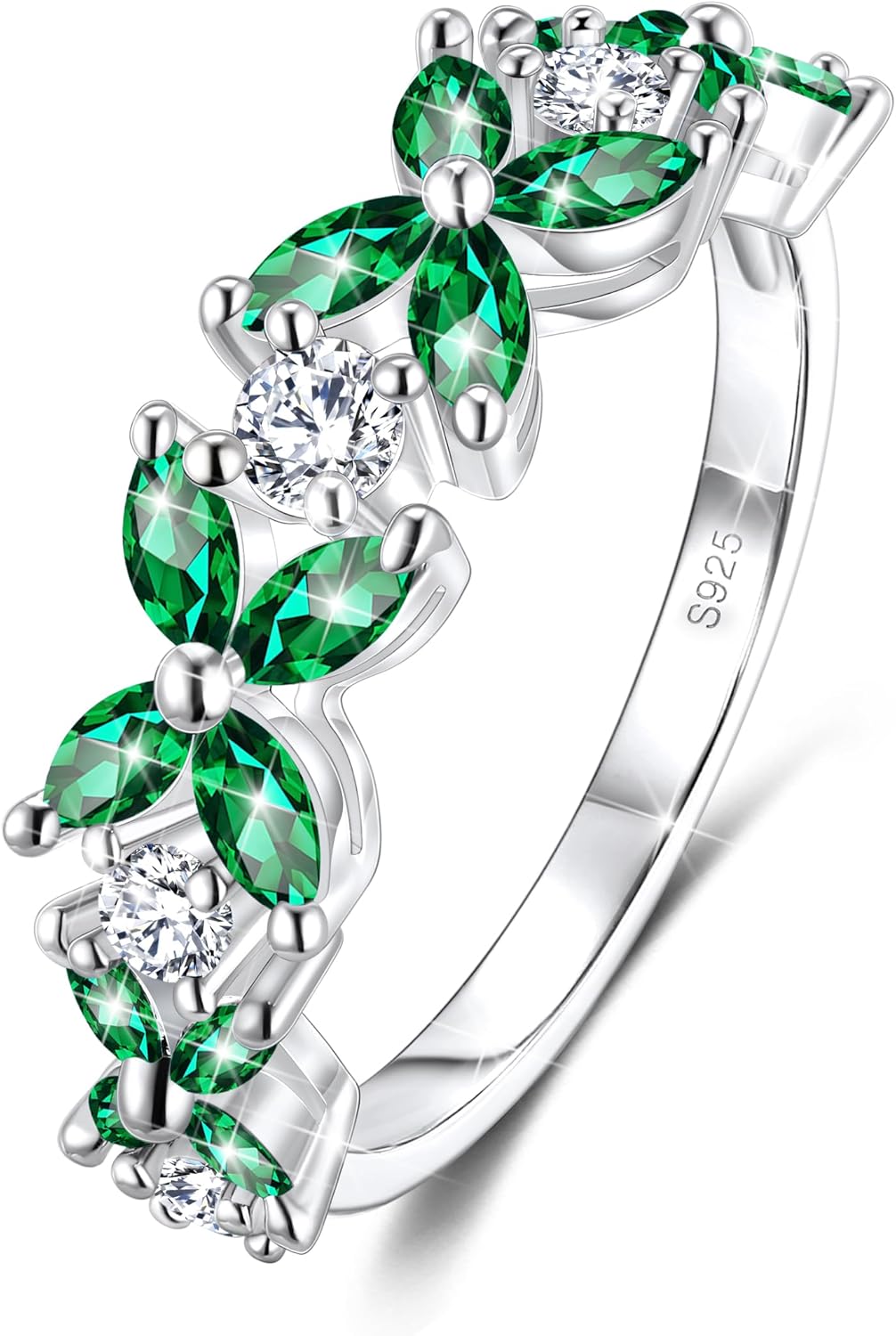 Birth Flower Ring For Women, Sterling S925 Silver Birthstone Ring For Mother Daughter, Dainty Daisy Flower Ring