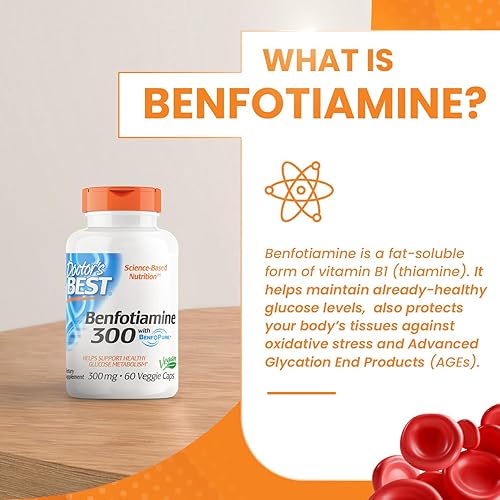 Miniatura 6 de Doctors Best Benfotiamina sin OMG vegano sin gluten sin soja ayuda a mantener los niveles de azúcar en sangre 300 mg 60 cápsulas vegetales DRB-00270