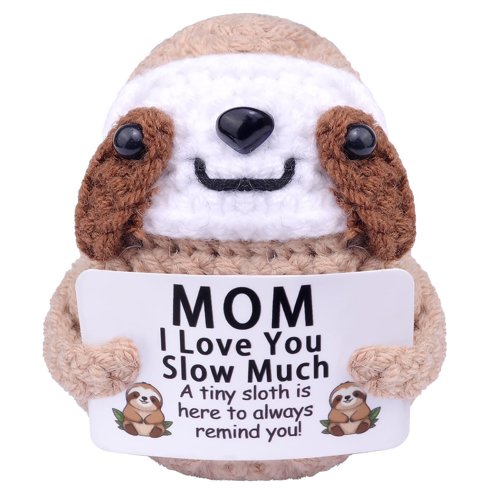 Mwmoeen Pocket Hug Positive Gehäkelte Faultier für Mama, Glück Faultier Anti Stress Geschenk, Beste Mutter Geschenk für Freunde und Verwandte, Positive Kartoffel Deutsch Ersatz Weihnachten