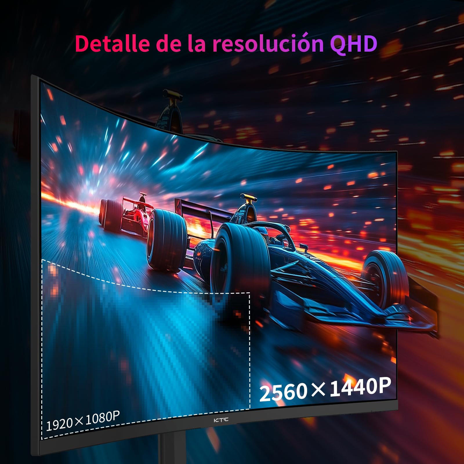 KTC Monitor 32 Pulgadas Curvo 1000R, Monitor Gaming 2K WQHD (2560x1440p) 240Hz, MPRT 1ms, Adaptive Sync, 122% sRGB, Contraste 4000:1, DP 1.4 (240Hz), HDMI 2.0 (144Hz), inclinación y Soporte VESA
