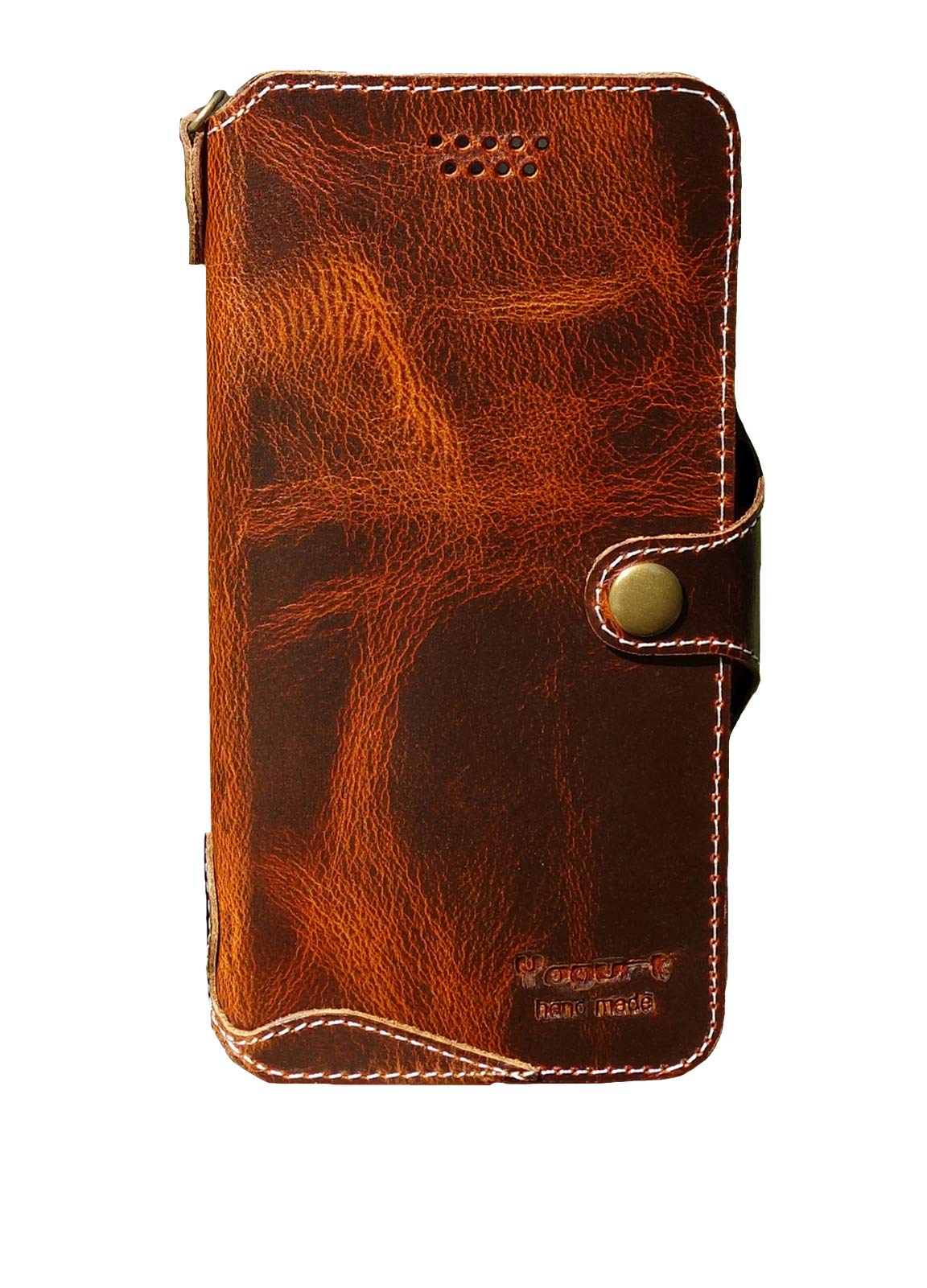 Yogurt Case for iPhone 8 Plus, Case for iPhone 7 Plus, Genuine Leather Wallet Handmade Compatible with iPhone 8 Plus/7 Plus 5.5 Inch Dark Brown
