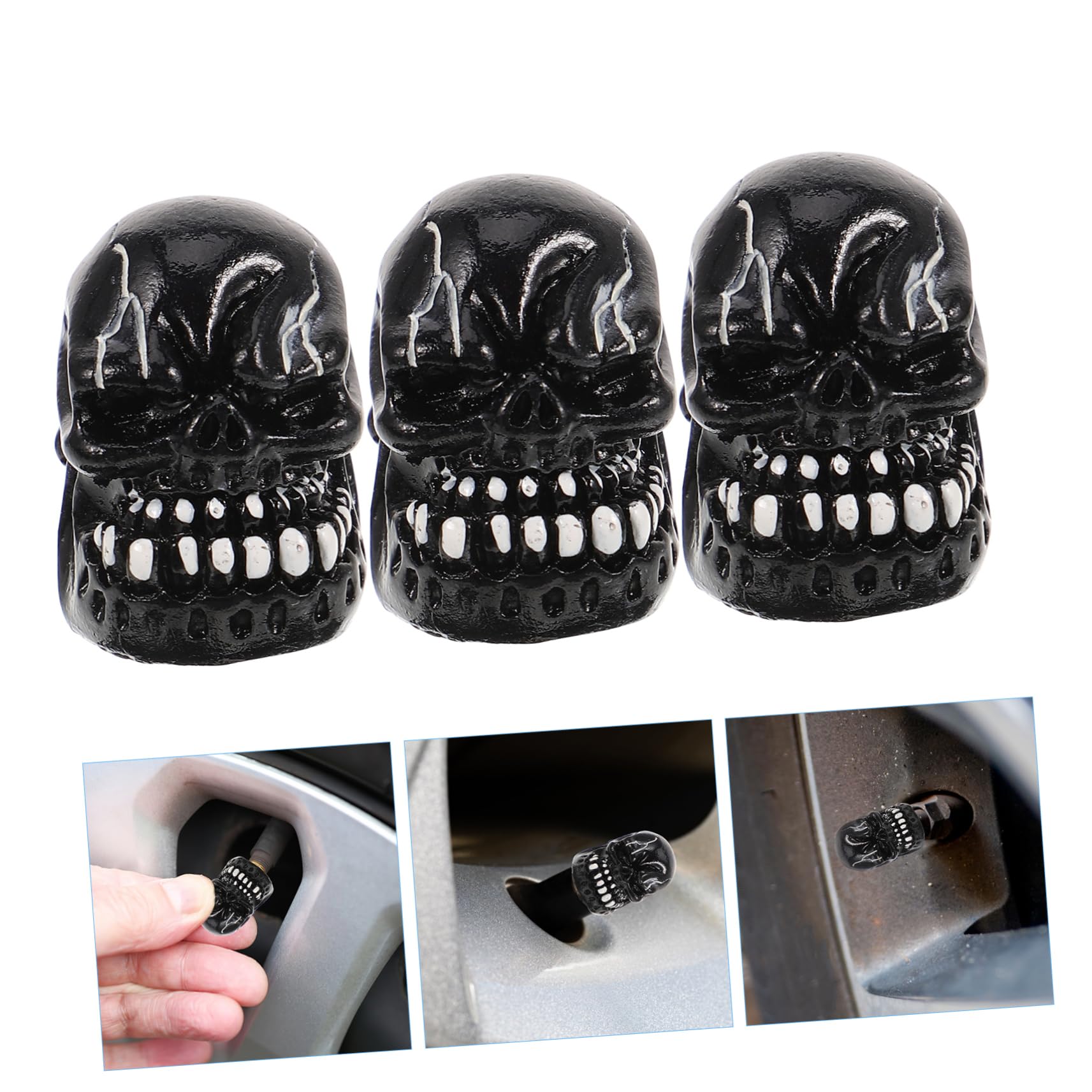 Happyyami Valve Caps for Car Tires Skeleton Decorative Tire Valves Caps 4pcs Reusable Spike Valve Stem Caps for Car Truck