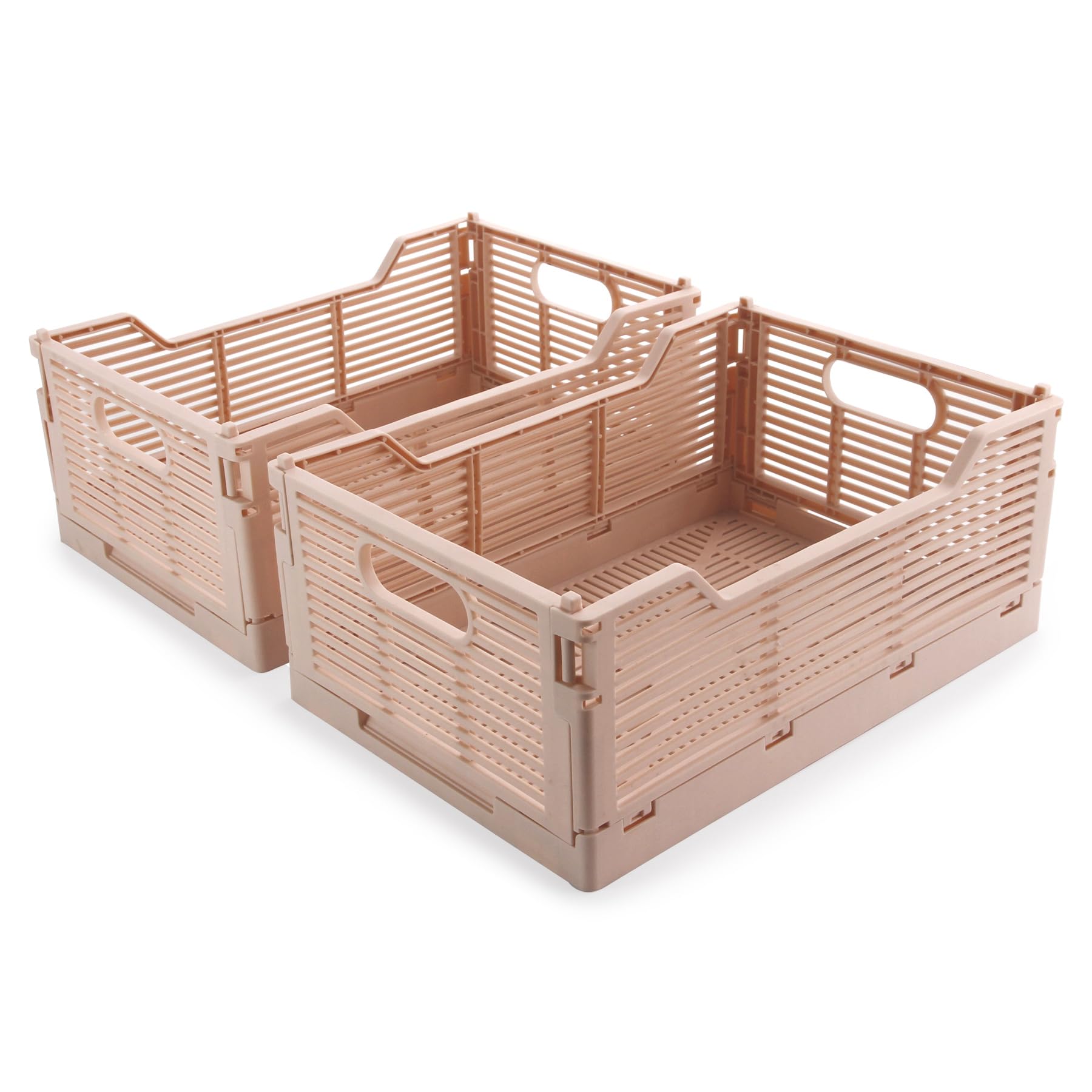 Vivikivi 2-Pack Plastic Collapsible Crates, Foldable Storage Boxes Stackable Storage Baskets