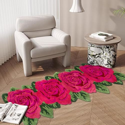 Miniatura 3 de USTIDE Alfombra de pasillo suave y lanuda hecha a mano, alfombra moderna, lavable, para sala de estar, lavandería, pasillo, baño, pelo alto, color